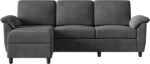 Vongrasig 79" Convertible Sectional Sofa Couch, 3 Seat L Shaped Sofa with Removable Pillows Linen Fabric Small Couches Mid Century for Living Room, Apartment and Office (Black) - Image 9