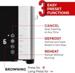 Mueller UltraToast Full Stainless Steel Toaster 4 Slice, Long Extra-Wide Slots for Bagels and Waffles, 6 Browning Levels, LED Display, Cancel/Defrost/Reheat Functions & Removable Tray, Kitchen Gadgets - Image 5