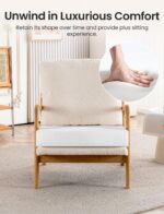 Mid Century Modern Accent Chairs for Living Room, 23” Wide Comfy Chair for Bedroom, Small Cozy Sherpa Reading Chairs for Adults, 108° Lounge Arm Chair with Detachable Cover, 5.5" Foam Cushion - Image 6