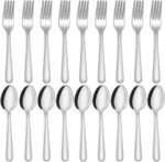24-piece Forks and Spoons Silverware Set, Unokit Food Grade Stainless Steel Flatware Cutlery Set for Home, Kitchen and Restaurant, 12 Dinner Forks and 12 Dinner Spoons, Mirror Polished&Dishwasher Safe - Image 2
