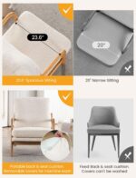 Mid Century Modern Accent Chairs for Living Room, 23” Wide Comfy Chair for Bedroom, Small Cozy Sherpa Reading Chairs for Adults, 108° Lounge Arm Chair with Detachable Cover, 5.5" Foam Cushion - Image 4