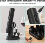 CIRCLE JOY Rechargeable Wine Opener Electric Wine Bottle Opener 7-in-1 Wine Gift Set with Electric Vacuum Pump, Charging Station, Foil Cutter, Wine Aerator Pourer and 2 Wine Stoppers - Image 4