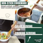 Wood Spoon, Healthy Acacia Wooden Cooking Spoons, Durable Kitchen Serving Spoon Scooper, Non Scratch Wood Ladle Tableware For Cooking, Serving Salad, Stirring Soup, Easy to use - Image 6