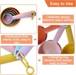 Plastic Measuring Cups and Spoons Set - 10 Pcs Colorful Kitchen Measuring Tool, Engraved Metric/US Markings Stackable Silicone Measure Cup for Liquid & Dry Measuring, Cooking & Baking, Random Color - Image 6