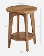 VASAGLE Side Table, Small Round End Table with Lower Shelf, Nightstand for Small Spaces, Living Room, Bedroom, Rustic Walnut ULET283T41 - Image 4