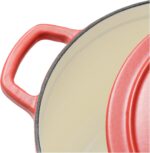 CAROTE Enameled Cast Iron Dutch Oven Pot with Lid, Enameled Dutch Oven for Sourdough Bread Baking, Braising, Stews, Dual Handles, Heavy-Duty Cast Iron Pot, 5QT, Red - Image 6
