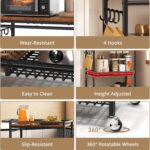 Microwave Kitchen Cart with Push Handle, 3 Tier Rolling Cart with 2 Lockable Wheels, Vintage Kitchen Storage Cart with 210Lbs Capacity for Kitchen Island, Restaurant, Coffee Bar, Living Room, Office - Image 6