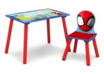 Delta Children - Marvel Spidey and His Amazing Friends 4-Piece Toddler Room-in-a-Box Set – Includes Sleep and Play Toddler Bed, Table, 1 Chair and Fabric Toy Box, Blue/Red - Image 5