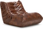 Hobestluk Giant Bean Bag Chair Lazy Floor Sofa, Memory Foam Fireside Sofa for Adults, Big Beanbag Faux Leather Armless Chair for Living Room Bedroom Dorm Office (Brown, Single) - Image 10