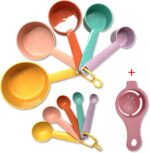 Plastic Measuring Cups and Spoons Set - 10 Pcs Colorful Kitchen Measuring Tool, Engraved Metric/US Markings Stackable Silicone Measure Cup for Liquid & Dry Measuring, Cooking & Baking, Random Color - Image 2
