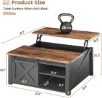 SEDETA 31.5" Lift Top Coffee Table with Storage, Square Coffee Tables for Living Room, Farmhouse Coffee Table with Large Hidden Storage Compartment and Adjustable Shelves, Black - Image 3