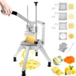 VEVOR Commercial Vegetable Chopper w/ 4 Replacement Blades, Stainless Steel French Fry Cutter Potato Dicer & Fruit Slicer for Restaurants & Home Kitchen - Image 2