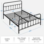 Yaheetech Classic Metal Platform Bed Frame Mattress Foundation with Victorian Style Iron-Art Headboard/Footboard/Under Bed Storage/No Box Spring Needed/Queen Size Black - Image 3