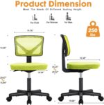 Sweetcrispy Office Computer Desk Chair, Ergonomic Low-Back Mesh Rolling Work Swivel Chairs with Wheels, Armless Comfortable Seat Lumbar Support for Home, Bedroom, Study, Student, Adults, Green - Image 4