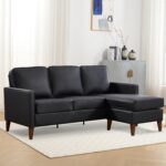 EBELLO Sectional Sofa Couch, L Shaped Couch Faux Leather with Reversible Chaise, Lounge Sofa for Living Room Apartment Small Space, Black - Image 7