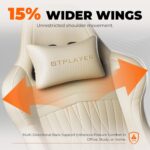 GTPLAYER Gaming Chair with Speakers, Video Game Chairs with Footrest, PC Gamer Chairs for Adults - Padded High Back Ergonomic Reclining Silla Gamer, Linkage Armrest, Ace Pro, Ivory New - Image 8