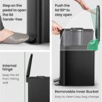 Cesun Small Bathroom Trash Can with Lid Soft Close, Step Pedal, 6 Liter / 1.6 Gallon Stainless Steel Garbage Can with Removable Inner Bucket, Anti-Fingerprint Finish (Matt Black) - Image 6
