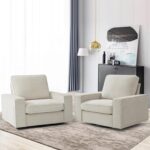 LEISLAND 40" Swivel Accent Chair, Small Couch Sofas for Small Spaces, Fabric Living Room Chairs with Solid Wood Frame, Removable Cushion and Detachable Sofa Cover(Beige) - Image 7