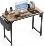 DUMOS 40 Inch Office Small Computer Desk Modern Simple Style Writing Study Work Table for Home Bedroom - Wood Brown - Image 2