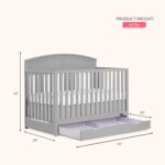 Dream On Me Storybrooke 5 in 1 Convertible Crib with Under Drawer in Pebble Grey, JPMA & Greenguard Gold Certified, Made of Sustainable Pinewood, Non-Toxic Water-Based Paint Finish - Image 4