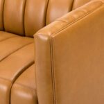 HULALA HOME 83" Genuine Leather Sofa with Channel Tufted Design, 3-Seater Sofa for Living Room Bedroom, Modern Oversized Couch with Wood Legs, Camel - Image 10