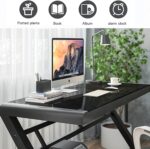 SAMERY Computer Desk Home Office Desks, 55.1 Inch Modern Simple Office Black Glass Desk Computer Table Study Gaming Writing Desk, Fashion Strength Tempered Glass Office Laptop Desk - Image 6