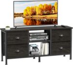 Furologee TV Stand with 4 Drawers, 43 inch Entertainment Center with Open Shelves, Media Center for 50" TV, Television Stand for Bedroom, Living Room/Light Black Oak - Image 2