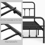 Yaheetech Classic Metal Platform Bed Frame Mattress Foundation with Victorian Style Iron-Art Headboard/Footboard/Under Bed Storage/No Box Spring Needed/Queen Size Black - Image 8