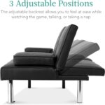 Best Choice Products Faux Leather Upholstered Modern Convertible Futon, Adjustable Folding Sofa Bed, Guest Bed w/Removable Armrests - Black - Image 4