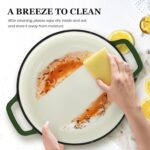 Overmont Enameled Cast Iron Dutch Oven - 5QT Pot with Lid Cookbook & Cotton Potholders - Heavy-Duty Cookware for Braising, Stews, Roasting, Bread Baking moss - Image 6