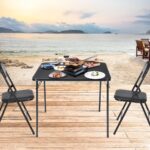 FurnitureR Square Folding Card Table 33.9 inch, Multi-Functional Table Foldable Portable for Indoor Outdoor Dining Panic, PVC Tabletop, Metal Frame, No Assembly Required, Black - Image 8
