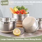 Umite Chef Mixing Bowls with Airtight Lids, 6 piece Stainless Steel Metal Nesting Storage Bowls, Non-Slip Bottoms Size 7, 3.5, 2.5, 2.0,1.5, 1QT, Great for Mixing & Serving (Khaki) - Image 5