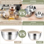 Umite Chef Mixing Bowls with Airtight Lids, 6 piece Stainless Steel Metal Nesting Storage Bowls, Non-Slip Bottoms Size 7, 3.5, 2.5, 2.0,1.5, 1QT, Great for Mixing & Serving (Khaki) - Image 3