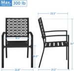 Yaheetech Outdoor Patio Dining Chairs Set of 2 with Armrests and Metal Frame, Heavy-Duty Metal Black Outdoor Chairs Stackable for Garden, Lawn and Yard - Image 4