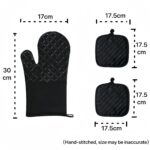 Oven Mitts and Pan Racks 4-Piece Set, Extended Kitchen Oven Mitts and Pan Racks, Heat Resistant 500 °F, Silicone Non-Slip Surface for Baking and Cooking (Black) - Image 3