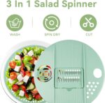 YUANYE Salad Spinner Large, 3 IN 1 Vegetable and Fruit Washing Bowl with Strainer, Lettuce Spinner with 5 Blades Slicer, Egg Yolk Strainer, Salad Bowl for Efficient Salad Preparation, 5.3 Qt - Image 8