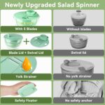 YUANYE Salad Spinner Large, 3 IN 1 Vegetable and Fruit Washing Bowl with Strainer, Lettuce Spinner with 5 Blades Slicer, Egg Yolk Strainer, Salad Bowl for Efficient Salad Preparation, 5.3 Qt - Image 4