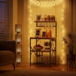 Furologee Kitchen Bakers Rack with Power Outlet, Microwave Oven Stand with Storage 4 Tiers, Coffee Bar Table with 6 S Hooks, Kitchen Storage Shelf Rack for Spices, Pots, Rustic Brown - Image 9