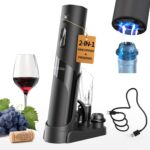 CIRCLE JOY Rechargeable Wine Opener Electric Wine Bottle Opener 7-in-1 Wine Gift Set with Electric Vacuum Pump, Charging Station, Foil Cutter, Wine Aerator Pourer and 2 Wine Stoppers - Image 2