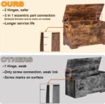 31.5" Storage Chest, Wooden Storage Bench, Lift Top Toy Chest with 2 Safety Hinges, Large Toy Box, Entryway Shoes Bench for Living Room, Bedroom, Rustic Brown - Image 5