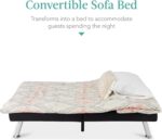 Best Choice Products Faux Leather Upholstered Modern Convertible Futon, Adjustable Folding Sofa Bed, Guest Bed w/Removable Armrests - Black - Image 6