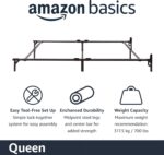 Amazon Basics Metal Bed Frame(Box Spring Required), 9-Leg Base for Box Spring and Mattress, Queen, Tool-Free Easy Assembly, 79.5" L x 59.5" W x 7" H, Black - Image 4