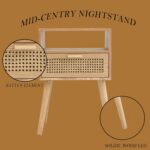 MaxSmeo Modern Nightstand Rattan Side End Table with Storage, for Living Room, Bedroom and Small Spaces, Accent Bedside Farmhouse Tables with Solid Wood Legs, Easy Assembly (Natural Walnut) - Image 8