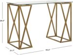 Safavieh Home Office Theresa Modern Gold Glass Top Desk - Image 4