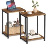 VASAGLE Side Tables Set of 2, Small End Table, Nightstand for Living Room, Bedroom, Office, Bathroom, Rustic Brown and Black ULET272B01 - Image 2
