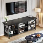 GreenForest TV Stand for TV up to 65 inches, Entertainment Center with 6 Storage Cabinet for Living Room, 55 inch Farmhouse Television Stands Console Table, Industrial TV stands for Living Room, Black - Image 8