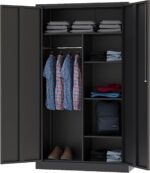 Letaya Metal Storage Cabinets Locker with Lock Door, 72'' Clothing Coat Steel Storage Freestanding Wardrobe for Office, Home, School, Employee,Gym,Fire Department (Black) - Image 2