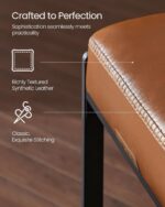 VASAGLE EKHO Collection - Bar Stools Set of 2, Counter Height Bar Stools, Synthetic Leather with Stitching, Mid-Century Modern Counter Stools, 26-Inch Tall, Kichen Home Bar Dining Room, Caramel Brown - Image 5