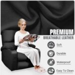Rocking Recliner Chair, Massage Rocker Recliner Chair with Vibration Massage and Heat, 360° Swivel Faux Leather Chairs, Living Room, Bedroom, Nursery, RV, Black - Image 6