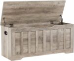 43.3" Storage Chest Extra Large,Storage Trunk with 2 Safety Hinges,Wooden Storage Bench,Shoe Bench,43.3x15.7x19.1 Inch,Easy Assembly,Storage Bench for Bedroom,Living Room,entryway(Greige). - Image 2
